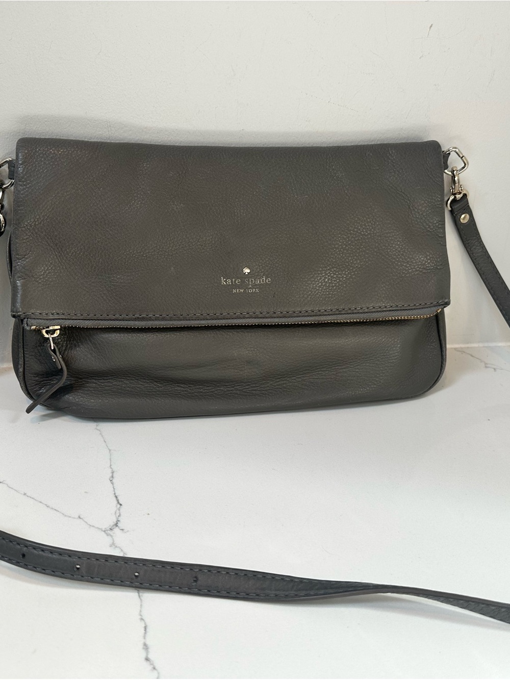 Kate Spade, New York cobble Hill Marsala grey leather bag - crossbody or shoulde